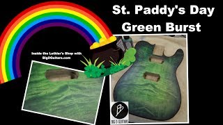 St Paddys Day Green Burst on a Wildwood Maple Guitar with Angelus Leather Dye [upl. by Orlene]