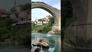 Mostar Bridge Jump Bosnia amp Herzegovina [upl. by Yreved]