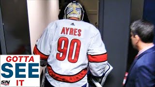 GOTTA SEE IT Hurricanes Bring In Marlies Zamboni Driver David Ayres As Emergency Backup Goalie [upl. by Oedama]