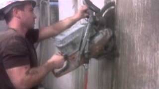 How To Cut Concrete in the old days Concrete cutting duct opening with Husqvarna ring saw in Canada [upl. by Akcirehs]