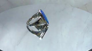 14kt White Gold Blue Green Opal doublet diamond ring [upl. by Asirrak599]