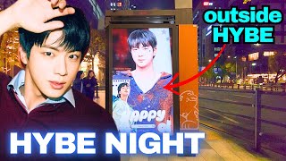 Night Before BTS JIN Album Happy release Walking around HYBE Building Seoul [upl. by Arutek]