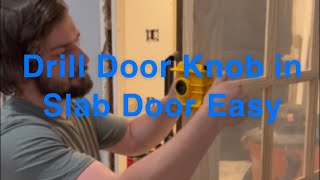 How to drill door knob and mortise latch plate for slab door [upl. by Daph]