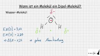 Wann ist ein Molekül ein Dipol Molekül  Dipole  polare Atombindung Elektronegativität [upl. by Aicul370]