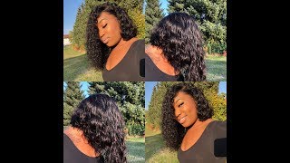 How to make style and cut an asymmetrical curly bob frontal wig  VipBeauty Hair Co [upl. by Brunelle107]