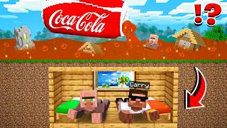 Carry Villager vs Coca Cola Lava Flood in Minecraft [upl. by Anegroeg]