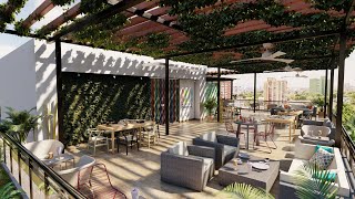 Rooftop Lounge Restaurant  Interior Design [upl. by Nairadas428]