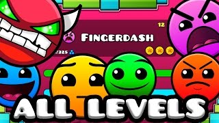 Geometry Dash 21  All Levels 121 100 Complete Latest Coins [upl. by Kcirtemed698]