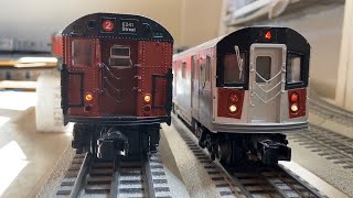 MTH Subway MTA NYCT 4Car Redbird R21 2 Express Train and 5Car R142A 4 Express Train Action [upl. by Taylor]