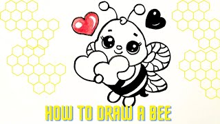 How to draw a 🐝 bee ll Easy Drawing of a cute bee 😍 ll Rainbow 🌈 Colours 💕 Drawings [upl. by Eseneg]