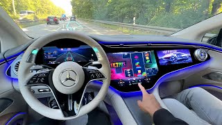 2025 NEW AUTONOMOUS Mercedes DRIVE Level 3 Autonomous EQS POV Drive Interior Ambiente Review [upl. by Annaid]