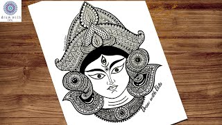 Maa Durga Mandala art easy step by step  easy Mandala art  Navratri drawing  Durga drawing [upl. by Dnaltruoc]