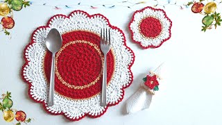 😍 MANTEL INDIVIDUAL NAVIDEÑO A CROCHET  TUTORIAL PASO A PASO 😍 [upl. by Onaled298]