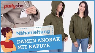 Lässige Anorakjacke für den Übergang nähen 🤩 Kapuze Reißverschluss amp Taschen mit quotGeheimfachquot [upl. by Rma539]