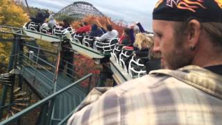 Whizzer on ride POV Six Flags Great America Fright fest 2015 [upl. by Nlocnil]