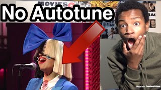 SIA  REAL VOICE  WITHOUT AUTOTUNE Reaction [upl. by Haslett461]