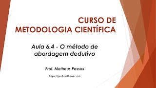 Aula 64  O método de abordagem dedutivo [upl. by Eimor205]