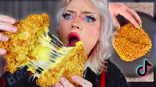 these tik tok food trends are INSANE ramen crusted grilled cheese wtf [upl. by Ecam653]