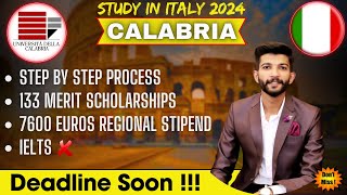 University of Calabria Application Process 2024 I Fully Funded Scholarships No IELTS studyinitaly [upl. by Zerla]