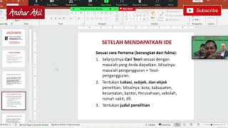 MENEMUKAN IDE DAN MEMBUAT DISERTASI S3 DALAM 6 BULAN  1 TAHUN  ANSHAR AKIL [upl. by Niwde]