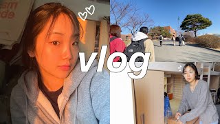 korea uni vlog📚  primeiro dia de aula na faculdade dormitório grwm para aula updates etc [upl. by Hteik]