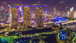 Singapore skyline at night  4K Footage [upl. by Yereffej]