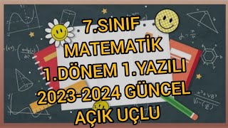 7Sınıf Matematik 1Dönem 1Yazılı Soruları Açık Uçlu Yazılı Soruları 2023 2024 Yeni [upl. by Cyb]