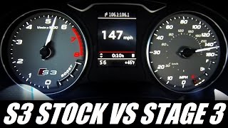 Audi S3 300hp 🆚 Stage 3 Audi S3 495hp 0250 kmh CRAZY Acceleration [upl. by Oedama]