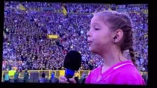 Green Bay Packers Family Night National Anthem sang by 8yr old Josie Picard  August 8 2015 [upl. by Mccreary725]