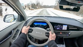 2023 Kia Niro EV Wave  Snowy POV Test Drive Binaural Audio [upl. by Enyaz]