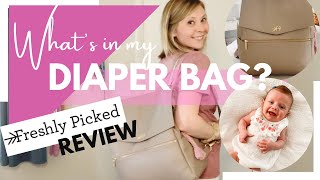 WHATS IN MY DIAPER BAG 2020  Freshly Picked Classic Diaper Bag Review  STEPHANIE HAJAL [upl. by Ardnovahs]