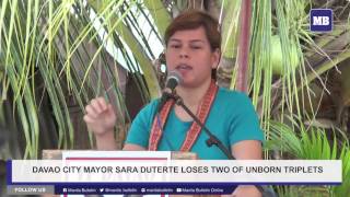 Davao City Mayor Sara Duterte loses 2 of unborn triplets [upl. by Eidnahs]