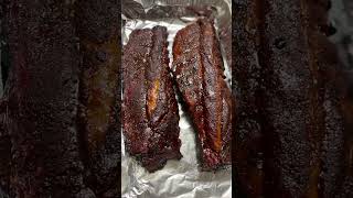 Baby back ribs on the pellet grill smokedribs bbq [upl. by Ahseetal]