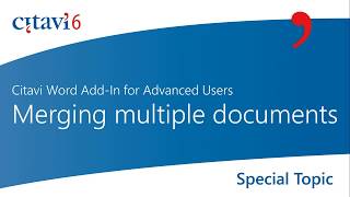 Citavi 6 Word Addin Merging multiple documents 38 [upl. by Nalid]