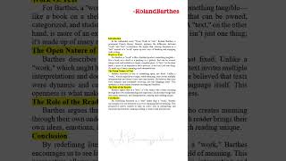 Roland Barthes – From Work toText Instant Essay for exam successARsummaryguidancetrendingViral [upl. by Alian]