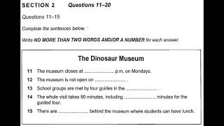 Cambridge 8  Test 1  Section 2  The Dinosaur Museum [upl. by Elamor954]