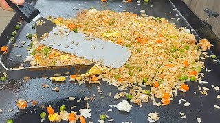 How to Make Chicken Fried Rice on a Griddle  Start to Finish [upl. by Ycnalc428]