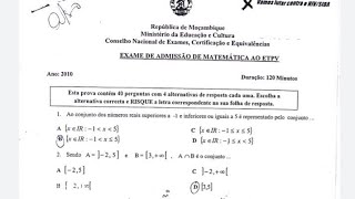 ETP 2010 Resolução de Exame de Matemática ETP 2010 parte 1 [upl. by Laram]