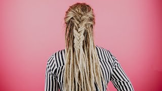 Dreadlock Updo  How to  Half Fishtail Braid [upl. by Nnairahs]