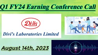 Divis Lab Share Q1 FY24 Earnings Conference Call  Divis Laboratories Share Latest news [upl. by Sherj]