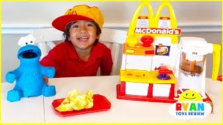 Ryan Pretend Play with McDonalds Toys and cook toys food [upl. by Nilo874]