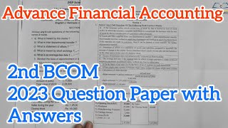 Advance Financial Accounting 2nd Sem BCOM NEP 2023 question paper With answer ಕನ್ನಡ [upl. by Phelps]