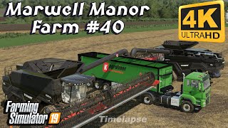 Harvesting soybeans spreading manure  FS19 TimeLapse  Marwell Manor Farm 40  4KUltraHD [upl. by Gipps]