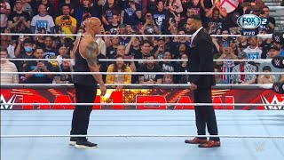 The Rock regresa y ataca a Jinder Mahal  WWE Day 1 Raw 01012024 En Español [upl. by Attaymik954]