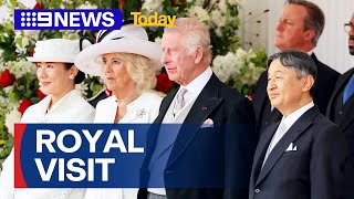 Japan’s Emperor and Empress arrive in London for state visit  9 News Australia [upl. by Lerraj]