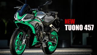 2025 APRILIA TUONO 457  Upcoming 400cc Streetfighter Bike [upl. by Lerrehs]