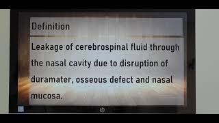 CSF rhinorrhea Part I English Patient teaching programme [upl. by Davida]