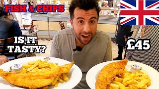 AMERICAN Tries British FISH AND CHIPS In LONDON For The FIRST TIME [upl. by Newell]