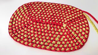 Doormat making at home Oval shape doormat Paydan banane ka tarika Braided rug Home Creativity 🌼 [upl. by Soinski202]