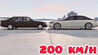 MercedesBenz S600 W140 vs MercedesMaybach S680 W223 💥 200 kmh 💥 BeamNGdrive CRASH test [upl. by Laertnom]